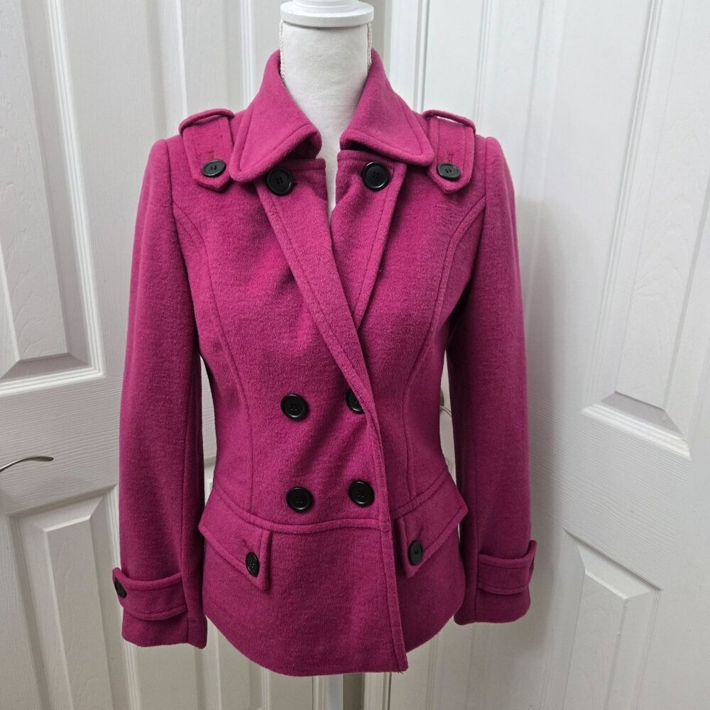 Pendleton Double-Breasted Coat Wool Blend XXS Womens Magenta Classic